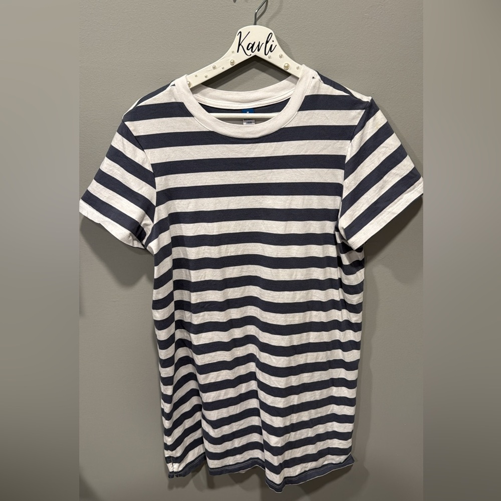 Striped Navy and White T-Shirt Dress
